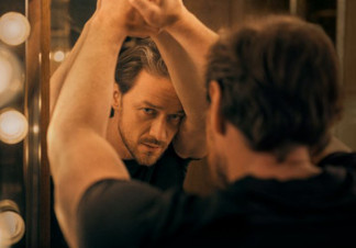 James McAvoy leans on a mirror